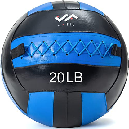 JFit Wall Ball – Premium Soft Weighted Exercise Ball for Strength, Conditioning, Gym & Home Workouts, 4-30 LB - color: Blue/Black, style: 20 LB