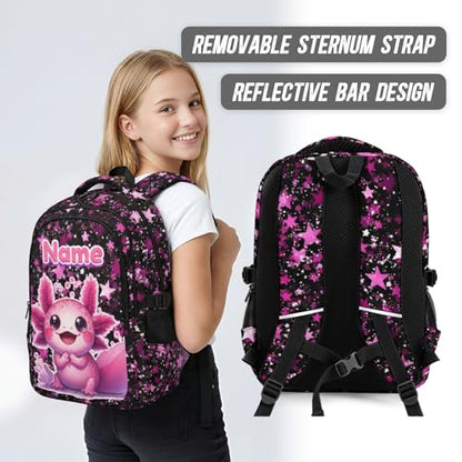 Girls Backpack Custom Backpacks with Name for Kids Back to School, Durable 17 Inch Schoolbags for School Travel Picnic - color: Pink2