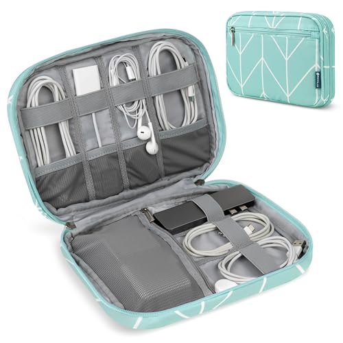 PAVILIA Travel Cord Organizer, Electronic Organizer Travel Case, Tech Case Cable Storage, Small Charger Cord Bag Pouch, Accessories Tech Gifts for Men Women, Teal - color: Teal