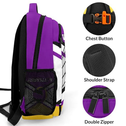 Purple Gold Volleyball Shoulder Backpack Bag for Sports Camping Hiking Travelling - color: Muilti 12