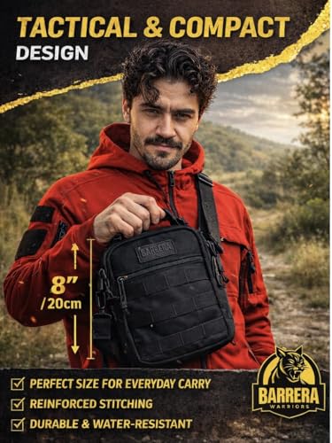 Tactical Sling Bag, EDC Sling Backpack with MOLLE, Small Military Crossbody Tactical Pack, Compact Everyday Carry Bag for Travel, Hiking, Outdoor, Water Resistant (Black) - color: Black