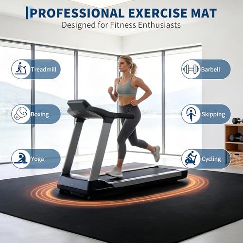 Garvee Exercise Equipment Mats 0.56" Thick 48 Sq ft Gym Flooring – 12 Tiles (24" x 24") Rubber Top with High Density EVA Foam, Interlocking Puzzle Workout Mats for Home Gym Exercise– Black
