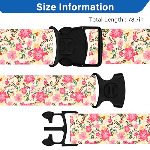 Luggage Straps for Suitcases, Travel Adjustable Belt with Quick Release Buckle, Heavy Duty Nylon Bag Packing Strap, Unique Bright Identifiers Business Travel Accessories (2 Pack) - Pink Flowers - color: Peach Pink