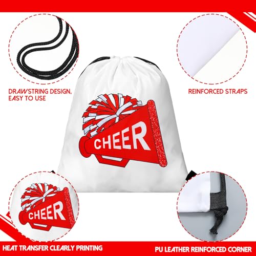 Kacctyen 24 Pcs Cheer Drawstring Backpack Cheer Team Gift Cheerleader Drawstring Gym String Bag Sports Party Favor(Red) - color: Red