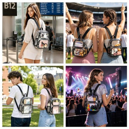 TILYMOL Clear Backpack Stadium Approved, PVC & TPU Clear Bag, Medium - color: Black, size: Medium