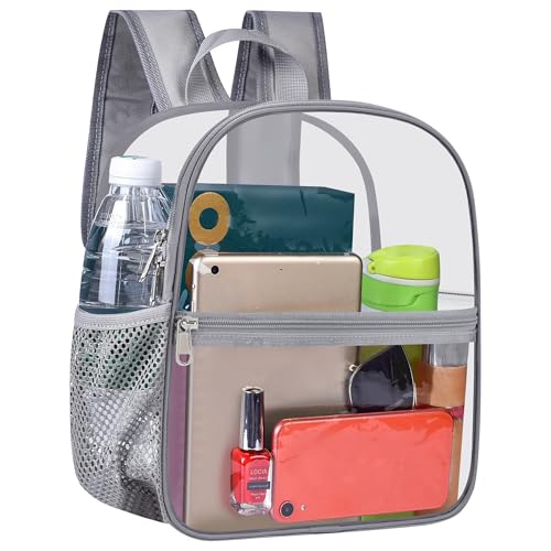 USPECLARE Clear Backpack for Stadium Approved 12×6×12, Water proof Clear Bag for Stadium Events and Concert Work Sport Event - color: Grey, style: Small