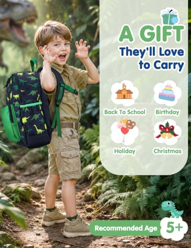 VASCHY Kids backpacks, Cute Lightweight Water Resistant Preschool Backpack for Boys and Girls Chest Strap | Cute - color: Dinosaur, size: Small (4-6 Yrs) - 15'' H