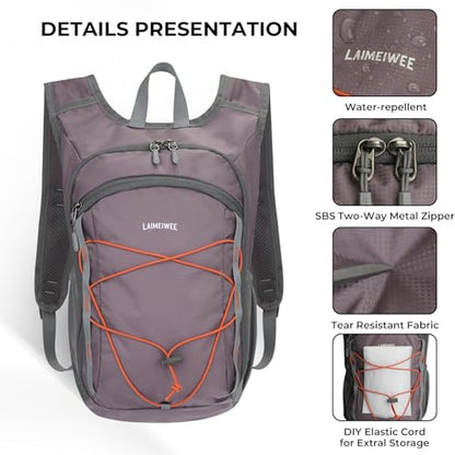 13L Small Hiking Backpack for Women Men, Lightweight Foldable Day pack, Packable Daypack for Travel, Camping (Light Purple) - color: Light Purple