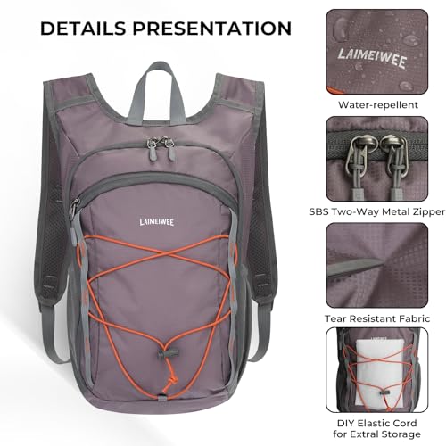 13L Small Hiking Backpack for Women Men, Lightweight Foldable Day pack, Packable Daypack for Travel, Camping (Light Purple) - color: Light Purple