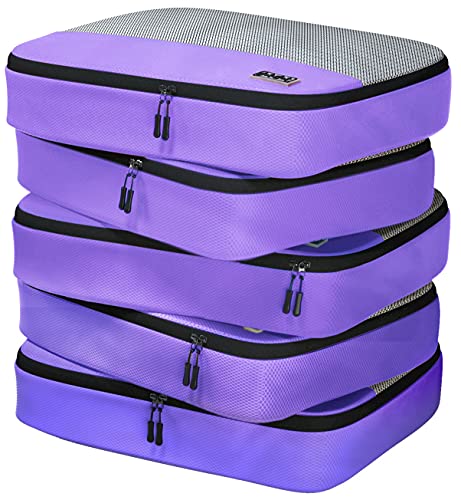 5pc Purple Large Packing Cubes for Suitcases - Travel Packing Organizers for Carry on Luggage Cubes set of 5 - color: Purple, size: Large