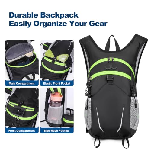 10L Small Hiking Backpack for Men Women, Lightweight Hiking Daypack - color: Dark Black