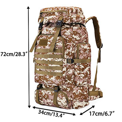 YFREAL 80L Hiking Camping Backpack,Hunting Backpack for Outdoor,Backpack Waterproof,Tactical Backpack for Men Women - color: Yellow
