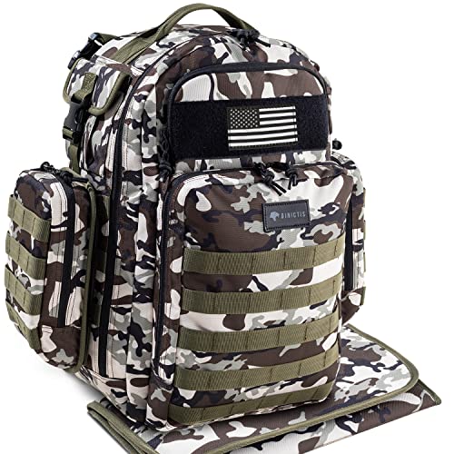 Dinictis Dad Diaper Bag, Mens Diaper Bag Backpack with Diaper Changing Mat, Military Diaper Backpack with Molle Webbing, Waterproof Pouch, Baby Wipes pocket, Insulated Bottle Pockets- Camo - color: Camo