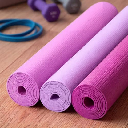 3 mm Thick Yoga Mat Bulk, Non Slip Exercise Workout Fitness Pad for Women Men, Gym Home Yoga Pilates, Easy to Clean, Sturdy PVC - color: Purple Series Color