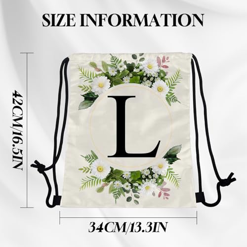 Initial Letter Drawstring Backpack String Sports Gym Bags Waterproof Sackpack Cute for Men Women Beach (13"×17") (Letter-L) - color: Letter-l