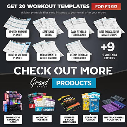 [12-PACK] Laminated Large Workout Poster Set - Perfect Workout Posters for Home Gym - Exercise Charts Incl. Dumbbell, Yoga Poses, Resistance Band, Kettlebell, Stretching & More Fitness Gym Posters - style: Dark