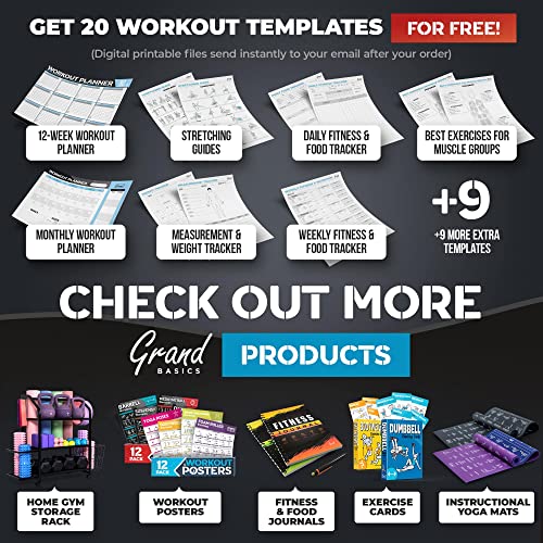 [12-PACK] Laminated Large Workout Poster Set - Perfect Workout Posters for Home Gym - Exercise Charts Incl. Dumbbell, Yoga Poses, Resistance Band, Kettlebell, Stretching & More Fitness Gym Posters - style: White