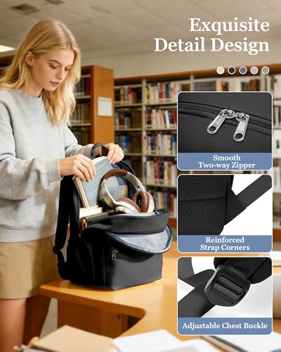 Lightweight School Backpack for Women Men, Multi Pocket Backpack for College Students, Waterproof Middle School Bags, Simple Bookbag for Teens Girls Boys, Black - color: Black