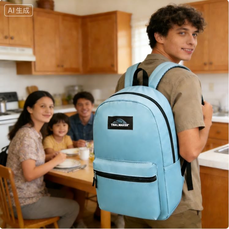 Lightweight Travel Backpack, Casual Daypack, Durable Commuter Bag, Adjustable Shoulder Straps, for Work, Hiking(Light Blue)