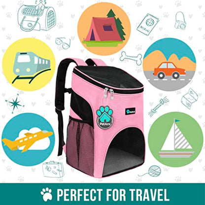 PetAmi Cat Backpack Carrier, Airline Approved Pet Carrier Backpack for Small Dogs and Large Cats, Soft Sided Collapsible Ventilated with Sherpa Bed for Hiking Travel, Max 18 lbs, Pink - color: Pink