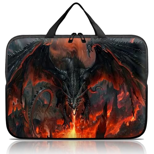 14 15 15.4 15.6 inch Laptop Handle Bag Computer Bag, Pouch Holder Notebook Sleeve Cover Soft Case Compatible for Dell,Lenovo,Toshiba HP, Asus Notebook-Fire-Breathing Dragon - color: Fire-Breathing Dragon