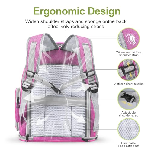 Cawypety Expandable Cat Backpack,Cat Bubble Backpack Carrier for Carrying Cats, Pets and Small Dogs,Airline-Approved,Designed for Travel, Hiking, Walking,Car （Pink - color: Square Expandable- Pink