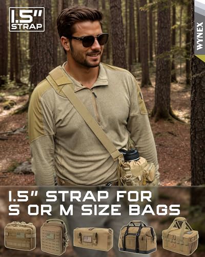 WYNEX Shoulder Strap Pad for Tactical Pouch, Universal Bag Strap with Detachable Thick Pad Single Shoulder Straps Replacement - color: Khaki, size: 1.5“ Strap