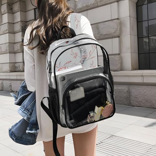 MCHIVER Snake Pearl Gray Clear Backpack Stadium Approved 10.6x5.1x15.7 PVC Transparent Backpacks for Work Concert Stadium