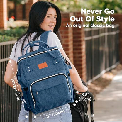 KeaBabies Baby Diaper Bag Backpack - Large Baby Bag for Boys, Girls, Waterproof Multi Function Travel Diaper Backpack with Changing Pad, Durable Travel Essentials for Moms and Dads (Navy Blue) - color: Navy Blue
