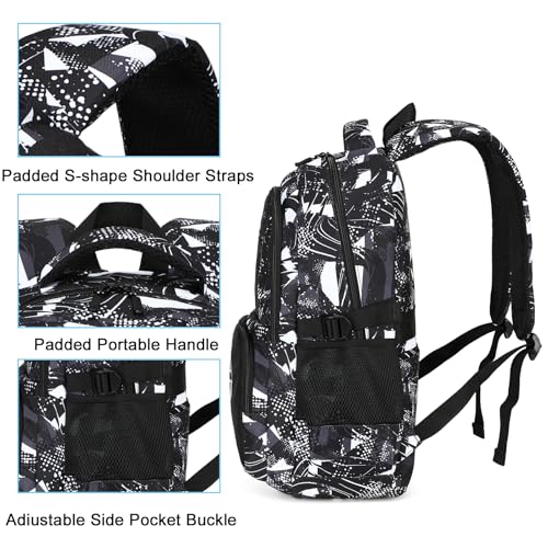 Bluboon Kids Backpack Boys Camo Bookbag Teens Elementary School Bag Daypack Travel Back Pack Middle school (Grey Graffiti) - color: Grey Graffiti