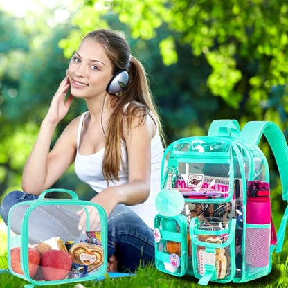 Clear Backpack, Heavy Duty Transparent Bookbag for Women and Men - color: Green 02