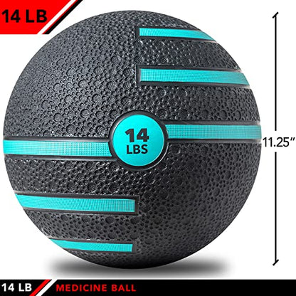 JFIT Dual Texture Medicine Ball – Weighted Exercise Ball for Strength, Core & Functional Fitness Training - style: 14lb