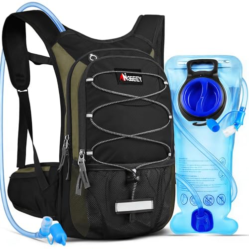 Hydration Pack, Insulated Hydration Backpack with 2L Hydration Bladder, Hiking Backpack for Men Women Kids, Water Backpack for Hiking, Running, Cycling, Camping - color: Black Olive