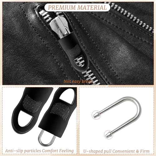 20-Pack Zipper Pulls Replacement Set, Black Zipper Pull Replacement for Backpacks, Luggage, Jackets, Easy Zipper Head Replacement Kit