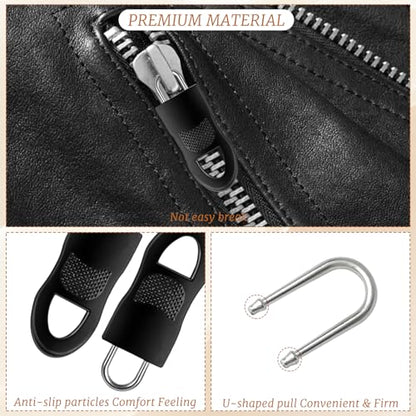20-Pack Zipper Pulls Replacement Set, Black Zipper Pull Replacement for Backpacks, Luggage, Jackets, Easy Zipper Head Replacement Kit