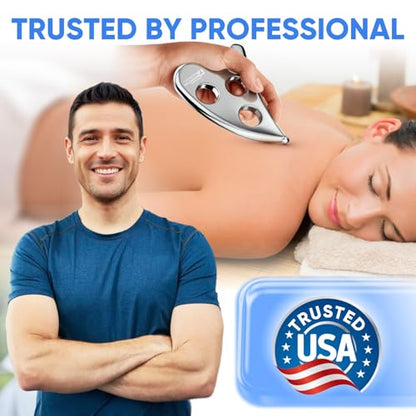 Professional Muscle Scraper Tool – Medical-Grade 304 SS IASTM & Gua Sha Scraping Tool – Ergonomic Fascia Mobilization Instrument for Soft Tissue Massage & Manual Bodywork – Emollient Balm Included - color: Original Tool
