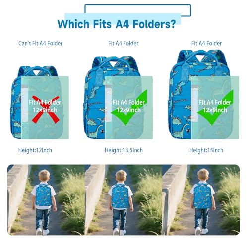 Cute Preschool Backpack Toddler School Book Bag for Girls Boys Kids Kindergarten Nursery Travel Bag with Chest Strap(12inch, Blue Dinosaur) - color: Blue Dinosaur, size: 12inch