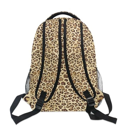 ALAZA Animal Leopard Print Brown Stylish Backpack Purse for Women Girls Kids School Personalized Laptop iPad Tablet Travel School Bag with Multiple Pockets - color: Leopard