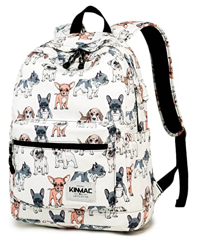 Kinmac Laptop Backpack with USB Charging Port for Laptop Up to 15.6 Inch Men Women Travel Outdoor Backpack (Dogs) - color: Dogs