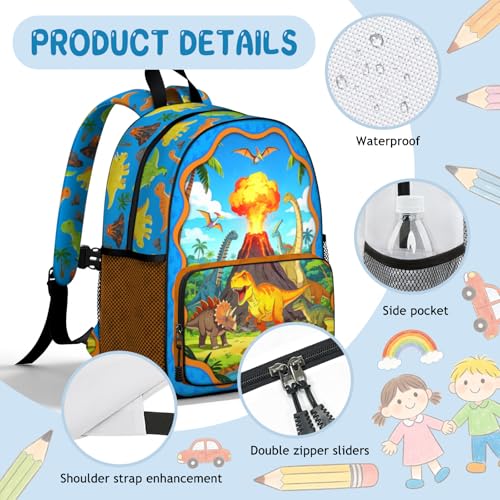 Kids Backpack Boys Dinosaur Backpack for Toddler Lightweight School Bag Bookbag with Adjustable Buckled Chest Straps for Preschool Kindergarten Elementary - color: Dinosaur 01