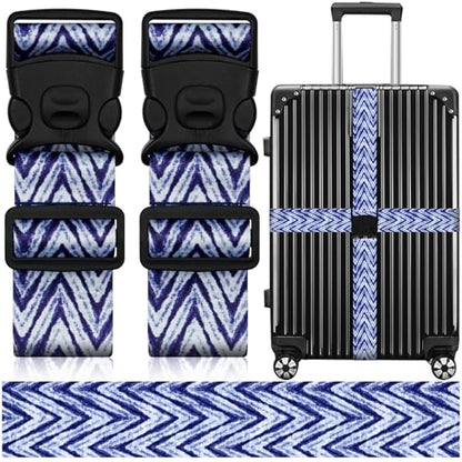 2 Pack Luggage Straps for Suitcases, Adjustable Travel Belt with Double Lock and Quick Release Buckle, Heavy Duty Nylon Bag Packing Strap, Unique Identifiers Business Travel Accessories-Blue Wave - color: 24020 Blue Wave
