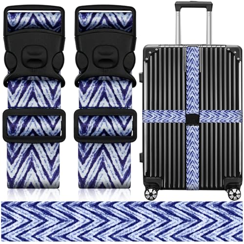 2 Pack Luggage Straps for Suitcases, Adjustable Travel Belt with Double Lock and Quick Release Buckle, Heavy Duty Nylon Bag Packing Strap, Unique Identifiers Business Travel Accessories-Blue Wave - color: 24020 Blue Wave