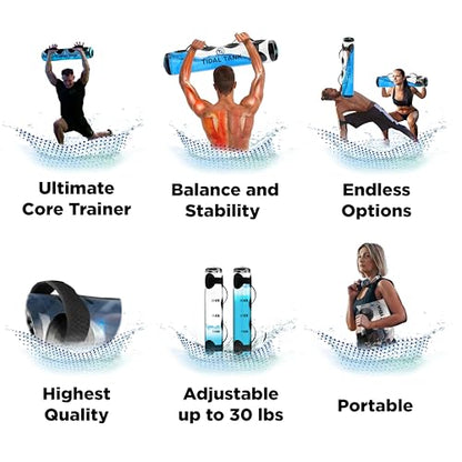 Tidal Tank Tube - The Original Aqua Bag - Water Weight Bag up to 79 lbs - Adjustable Workout Sand Bags Weights Alternative - Portable Sandbag Fitness Equipment Set, Home Exercise Gym - Including App - color: Slim: 30 lb - Blue
