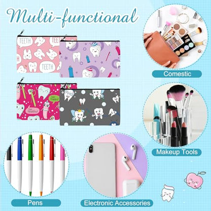 Reginary 20 Pcs Makeup Bags Gifts for Women Canvas Cosmetic Bags with Zipper Bulk Gift for Women Travel Purse Organizer Pouch Accessory, Toiletry Large Capacity, 7 x 4.3 Inch(Teeth) - style: Teeth