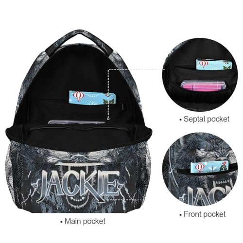 susiyo Custom Name Backpack Personalized School Bookbag Moon and Wolf Lightweight College Back Pack Travel Camping Casual Daypack for Teens Girls Boys Women Men - color: Custom Wolf