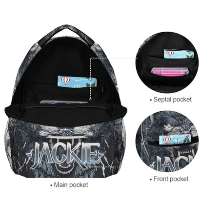 susiyo Custom Name Backpack Personalized School Bookbag Moon and Wolf Lightweight College Back Pack Travel Camping Casual Daypack for Teens Girls Boys Women Men - color: Custom Wolf