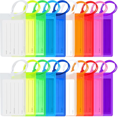 20 Pack Luggage Tags for Suitcases, Airplane Travel Essentials | International Vacation Must Haves, Name Tags for Home & Office Accessories, and Travel Gift Ideas - color: Ab-colorful