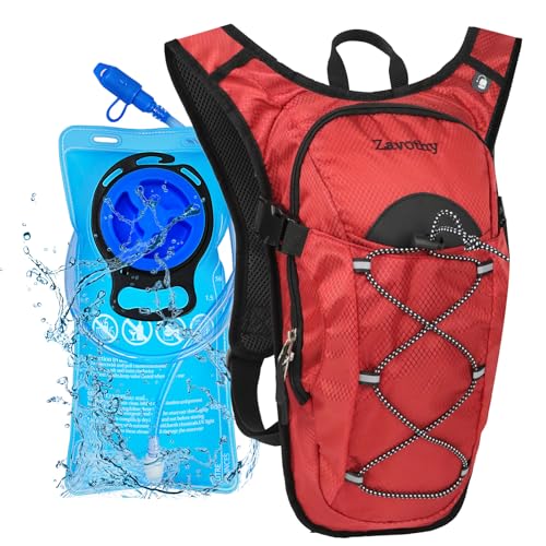 Zavothy Hydration Backpack with 2L Hydration Bladder Water Backpack for Hiking Hydration Pack for Running Cycling Hiking - color: Red