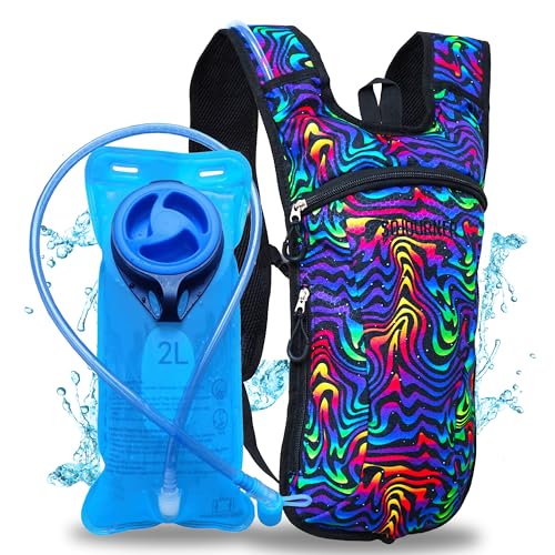 Sojourner Rave Hydration Pack - Hydration Backpack - Hydropack with 2L Bladder - Water Backpack for Festivals, Hiking, Running, Biking and More - color: Neon Tiger