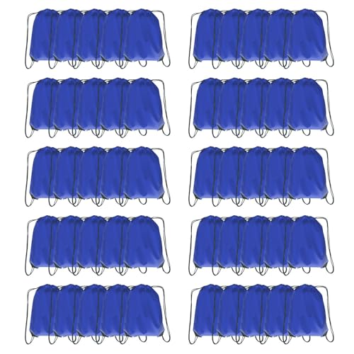 Drawstring Backpack Bulk 50 Packs Draw String Backpack Bags DIY Gym Sports Traveling Trip ride Pedestrianism Yoga Cinch Bag Sackpack Drawstring (royal blue) - color: Royal Blue